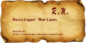 Reininger Mariann névjegykártya