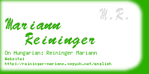 mariann reininger business card